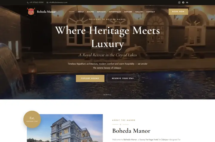 Boheda Manor website designed by Surat Web Designer
